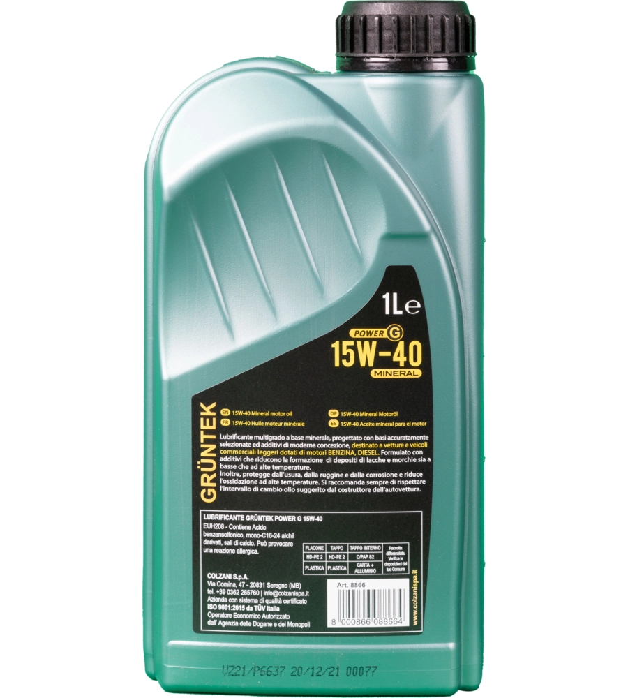 Olio power-g lubrificante minerale 1l 15w40 per motori diesel benzina